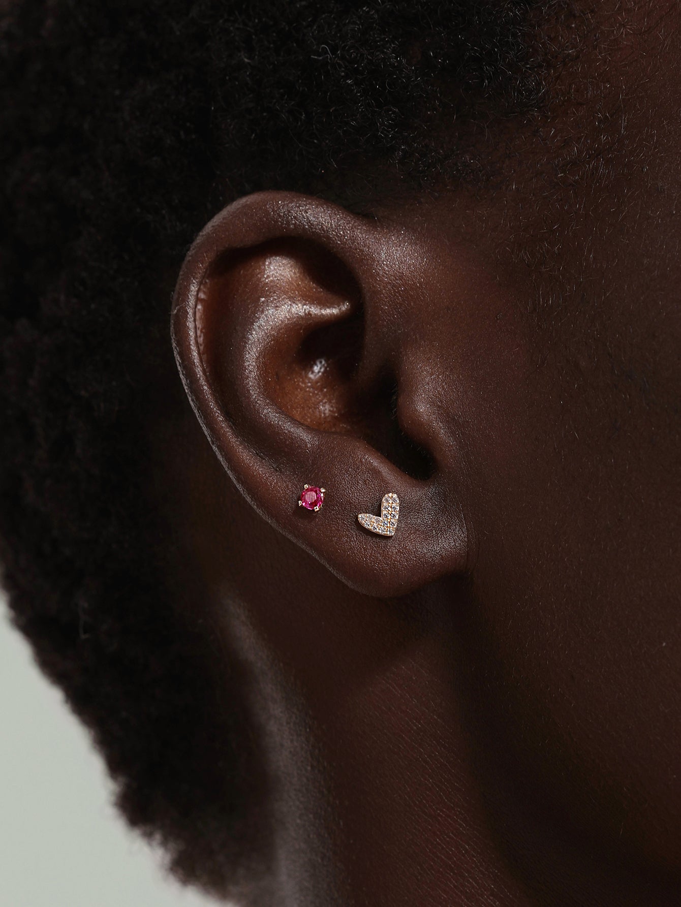 14K Solid Gold Love Me Zircon Ear Piercing Stud