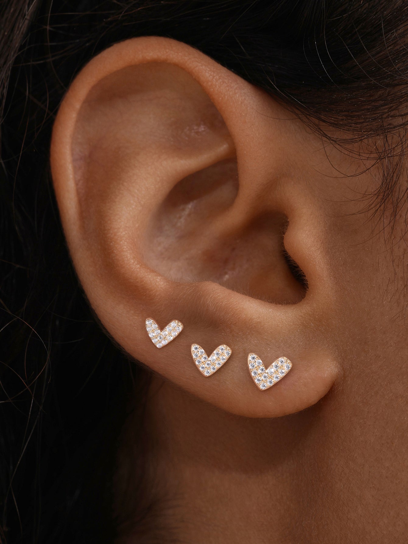 14K Solid Gold Love Me Zircon Ear Piercing Stud