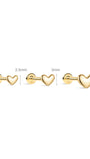 14K Solid Gold  SweetHeart Ear Piercing Stud