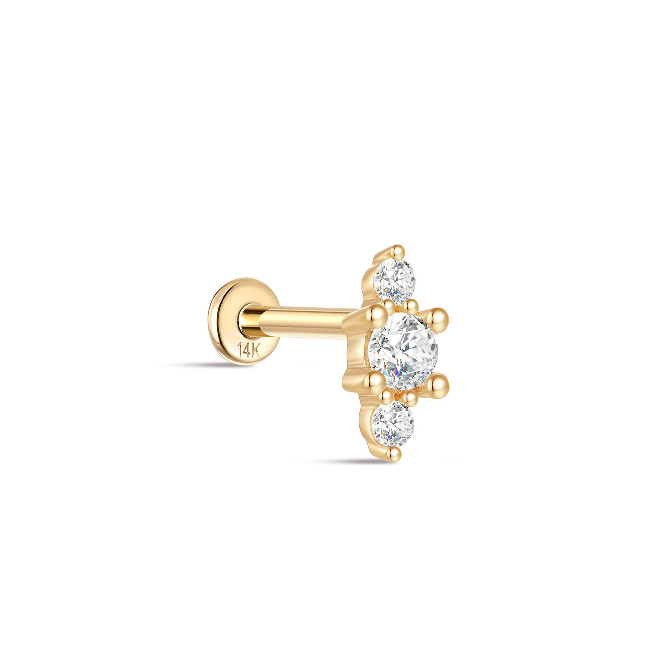 kosiner jewelry 14K Solid Gold Candy Splicing Zirconia Ear Piercing Stud