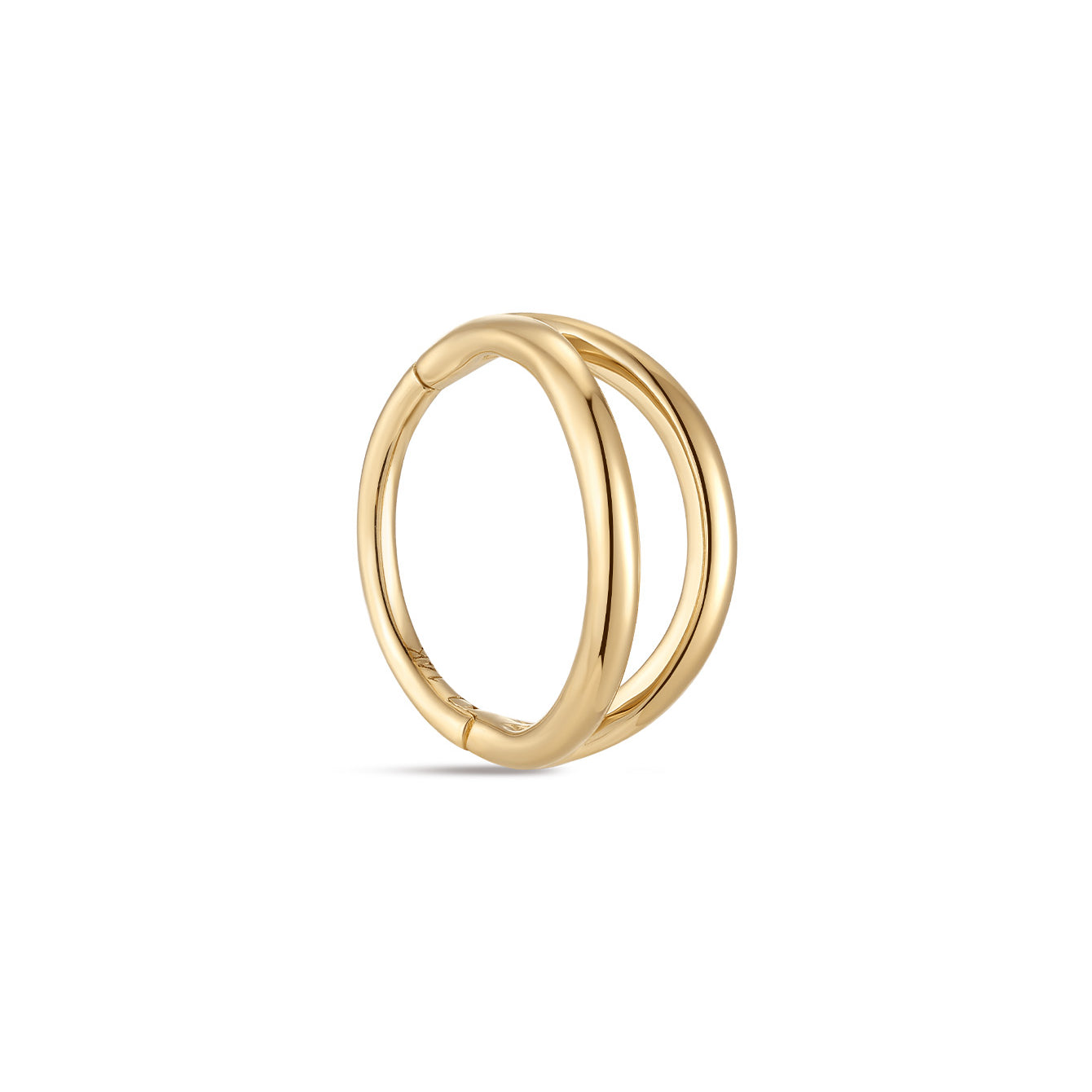 Kosiner Jewelry Pendiente Huggies de oro macizo de 14 quilates con doble brillo