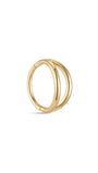 Kosiner Jewelry Pendiente Huggies de oro macizo de 14 quilates con doble brillo