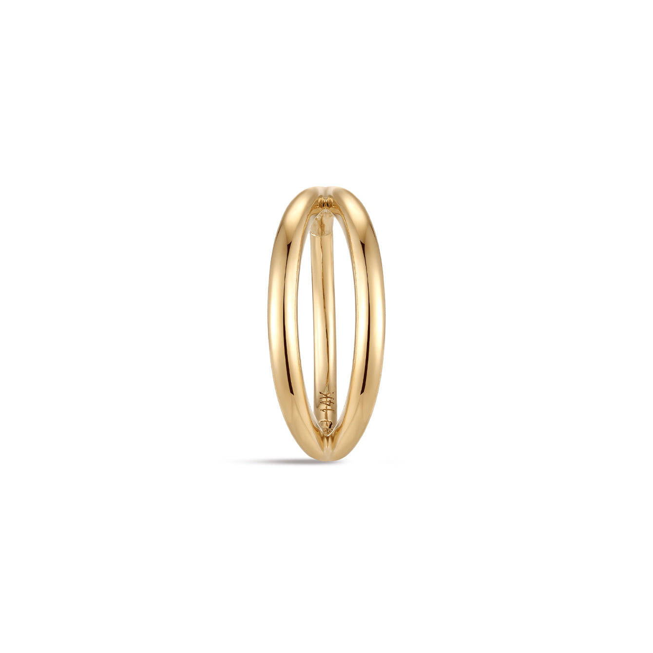 kosiner jewelry 14K Solid Gold Double Glossy Durface Huggies Earring