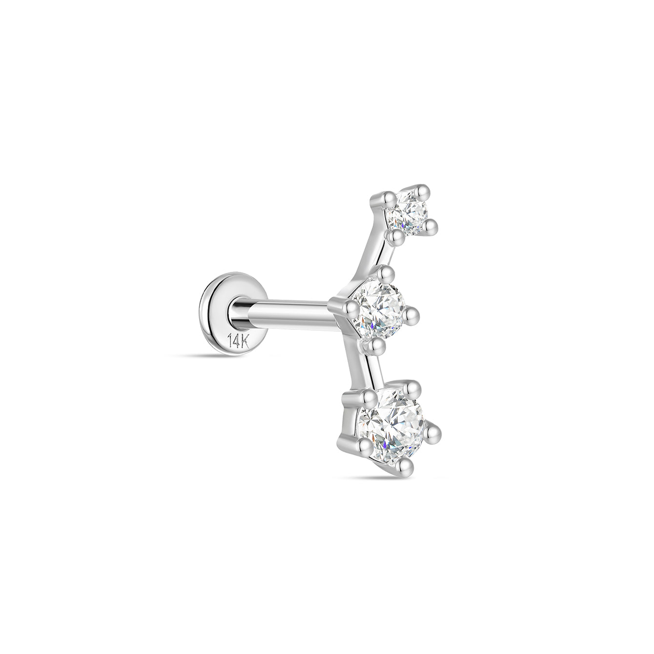 gioielli kosiner Stud per piercing all'orecchio in oro massiccio 14 carati con stella zircone