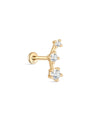 kosiner jewelry 14K Solid Gold Shine Star Zircon Ear Piercing Stud