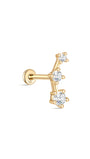 kosiner jewelry 14K Solid Gold Shine Star Zircon Ear Piercing Stud