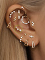 kosiner jewelry 14K Solid Gold Shine Star Zircon Ear Piercing Stud