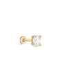 kosiner jewelry 14K Solid Gold Grey Zircon Ear Piercing Stud 4mm