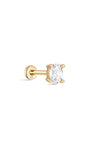 kosiner jewelry 14K Solid Gold Grey Zircon Ear Piercing Stud 4mm