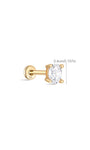 kosiner jewelry 14K Solid Gold Grey Zircon Ear Piercing Stud 4mm