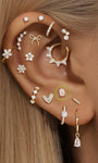 kosiner jewelry 14K Solid Gold Grey Zircon Ear Piercing Stud 4mm