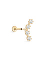 kosiner jewelry 14K Solid Gold Curved Spliced Zircon Ear Piercing Stud