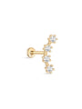 kosiner jewelry 14K Solid Gold Curved Spliced Zircon Ear Piercing Stud