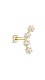 kosiner jewelry 14K Solid Gold Curved Spliced Zircon Ear Piercing Stud