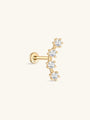 kosiner jewelry 14K Solid Gold Curved Spliced Zircon Ear Piercing Stud