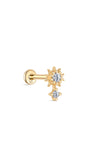 kosiner jewelry 14K Solid Gold Sun Flower Zircon Ear Piercing Stud