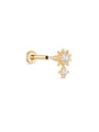 kosiner jewelry 14K Solid Gold Sun Flower Zircon Ear Piercing Stud