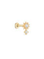 kosiner jewelry 14K Solid Gold Sun Flower Zircon Ear Piercing Stud