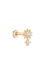 kosiner jewelry 14K Solid Gold Sun Flower Zircon Ear Piercing Stud