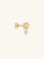 kosiner jewelry 14K Solid Gold Sun Flower Zircon Ear Piercing Stud