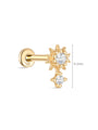kosiner jewelry 14K Solid Gold Sun Flower Zircon Ear Piercing Stud