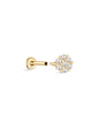 kosiner jewelry 14K Solid Gold Pave Zircon Disc Ear Piercing Stud