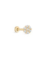 kosiner jewelry 14K Solid Gold Pave Zircon Disc Ear Piercing Stud