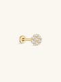 kosiner jewelry 14K Solid Gold Pave Zircon Disc Ear Piercing Stud