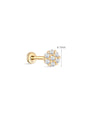 kosiner jewelry 14K Solid Gold Pave Zircon Disc Ear Piercing Stud