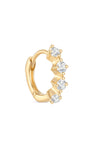 kosiner jewelry 14K Solid Gold Crystal Bezel Milgrain Huggie Earrings