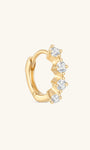 kosiner jewelry 14K Solid Gold Crystal Bezel Milgrain Huggie Earrings
