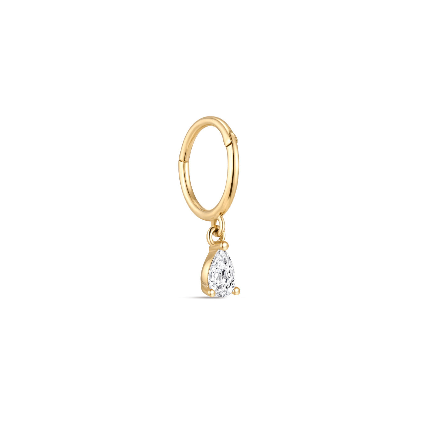 kosiner jewelry 14K Solid Gold Pendant Single Zircon Huggies Earring