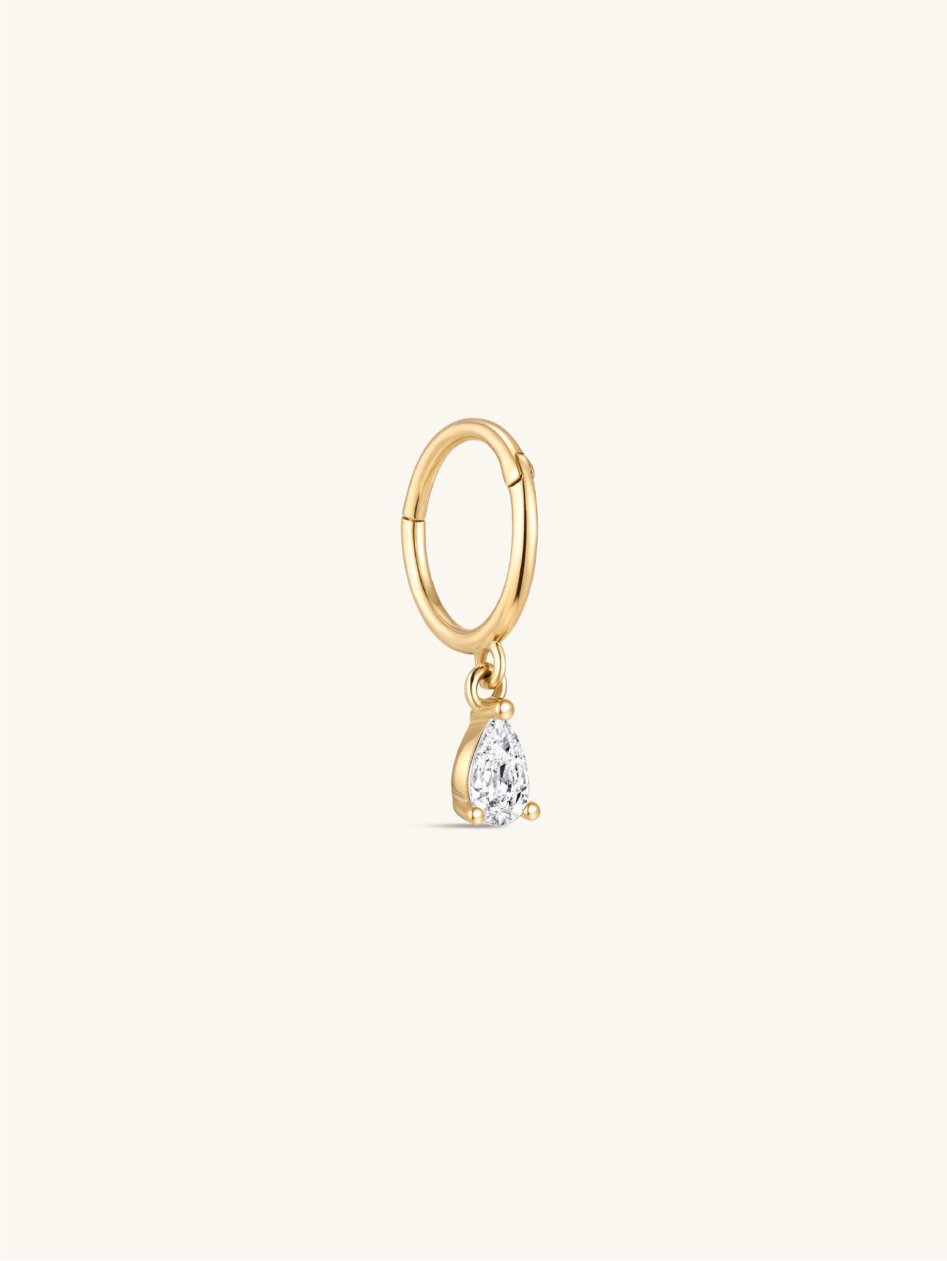 kosiner jewelry 14K Solid Gold Pendant Single Zircon Huggies Earring
