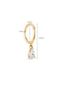kosiner jewelry 14K Solid Gold Pendant Single Zircon Huggies Earring