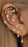 kosiner jewelry 14K Solid Gold Pendant Single Zircon Huggies Earring