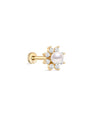kosiner jewelry 14K Solid Gold Dazzling Pearl Flower Ear Piercing Stud