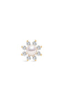 kosiner jewelry 14K Solid Gold Dazzling Pearl Flower Ear Piercing Stud