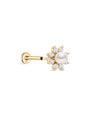 kosiner jewelry 14K Solid Gold Dazzling Pearl Flower Ear Piercing Stud