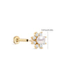 kosiner jewelry 14K Solid Gold Dazzling Pearl Flower Ear Piercing Stud
