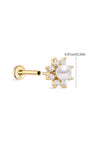 kosiner jewelry 14K Solid Gold Dazzling Pearl Flower Ear Piercing Stud