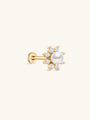 kosiner jewelry 14K Solid Gold Dazzling Pearl Flower Ear Piercing Stud