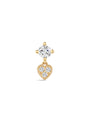 kosiner jewelry 14K Solid Gold Heart Zircon Pendant Ear Piercing Stud