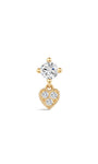 Kosiner Jewelry - Piercing para oreja con colgante de circonita en forma de corazón de oro macizo de 14 quilates