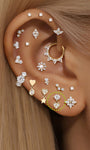 Kosiner Jewelry - Piercing para oreja con colgante de circonita en forma de corazón de oro macizo de 14 quilates