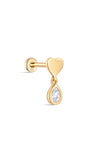 kosiner jewelry 14K Solid Gold Sweet Love Ear Piercing Stud