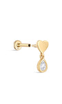 kosiner jewelry 14K Solid Gold Sweet Love Ear Piercing Stud