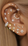 kosiner jewelry 14K Solid Gold Sweet Love Ear Piercing Stud