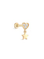 kosiner jewelry 14K Solid Gold Shining Star Pendant Ear Piercing Stud