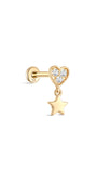 kosiner jewelry 14K Solid Gold Shining Star Pendant Ear Piercing Stud