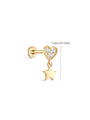 kosiner jewelry 14K Solid Gold Shining Star Pendant Ear Piercing Stud